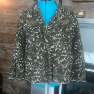 Military inspired camo print jacket